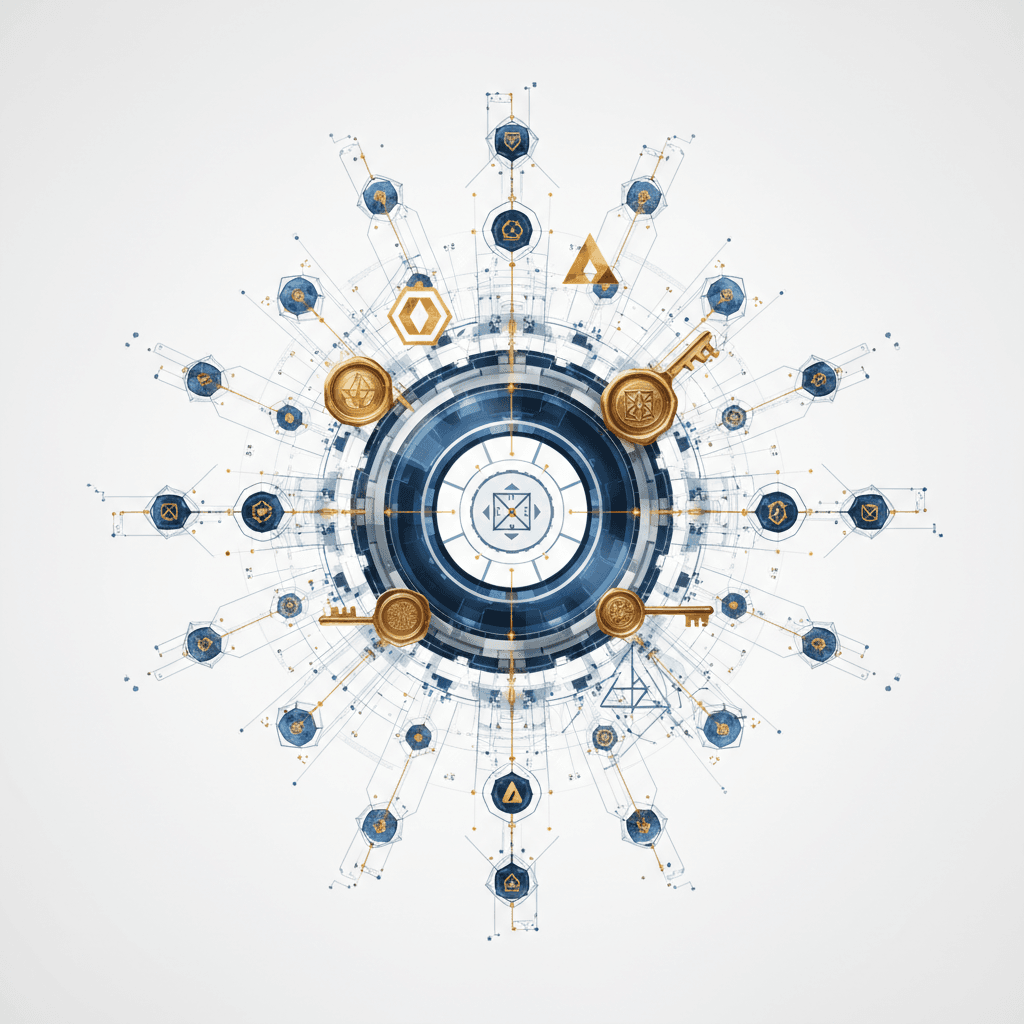 Constellation of AI agents bound by a trust lattice — the Enterprise Agent Registry