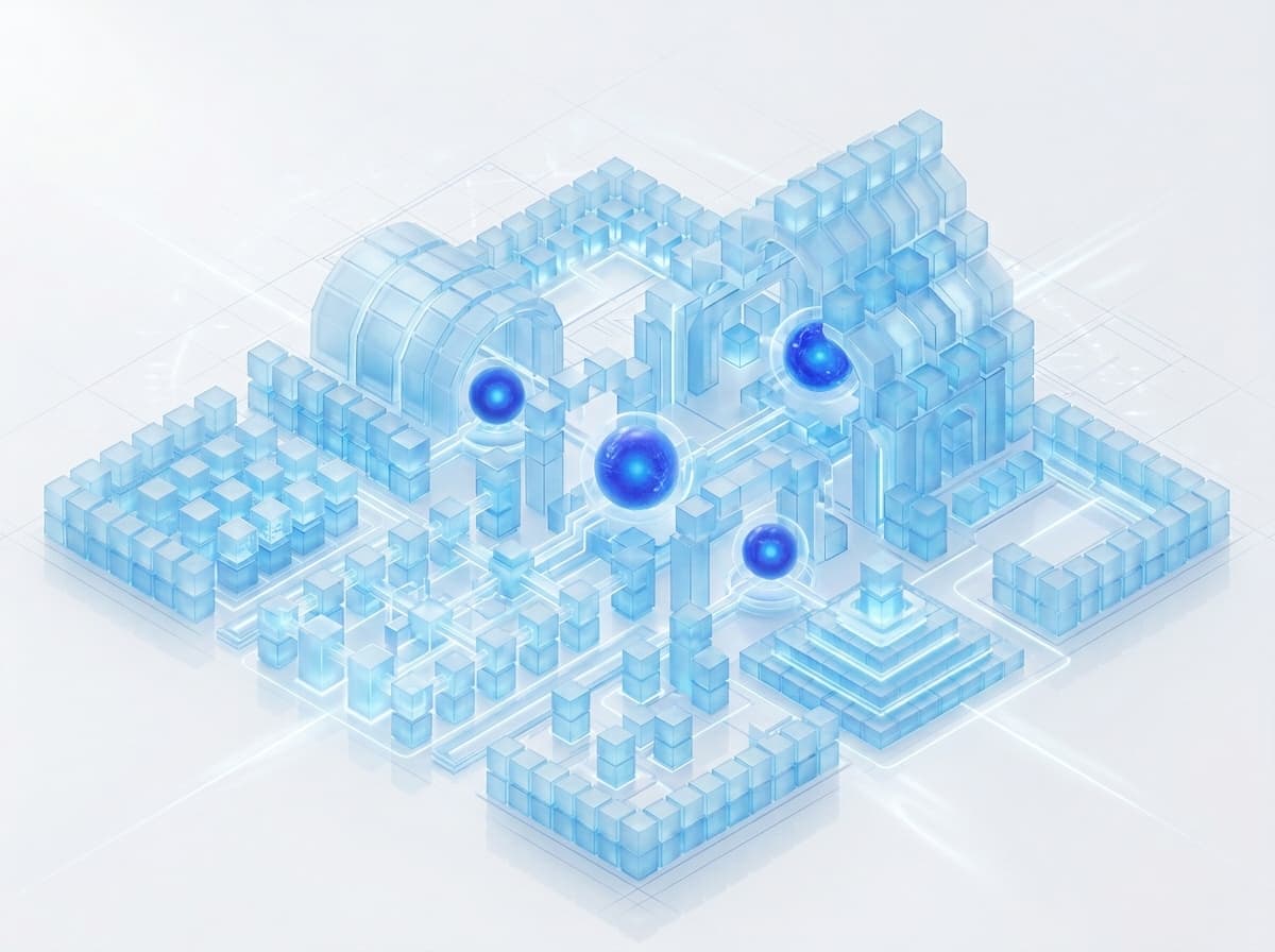 Archon enterprise control plane — abstract layered blue architecture